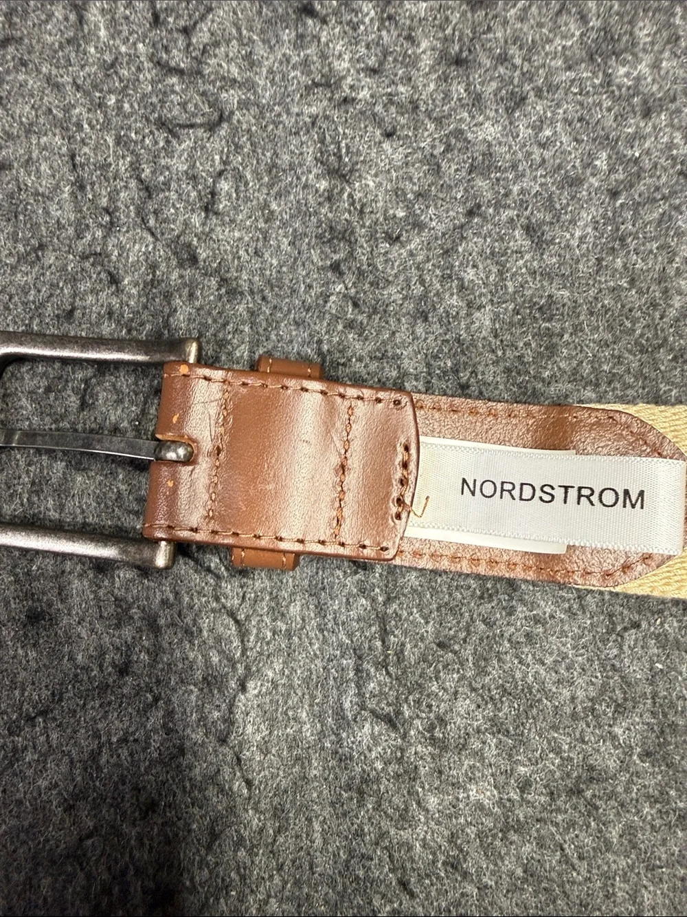 Nordstrom Brown Leather & Beige Canvas Casual Belt